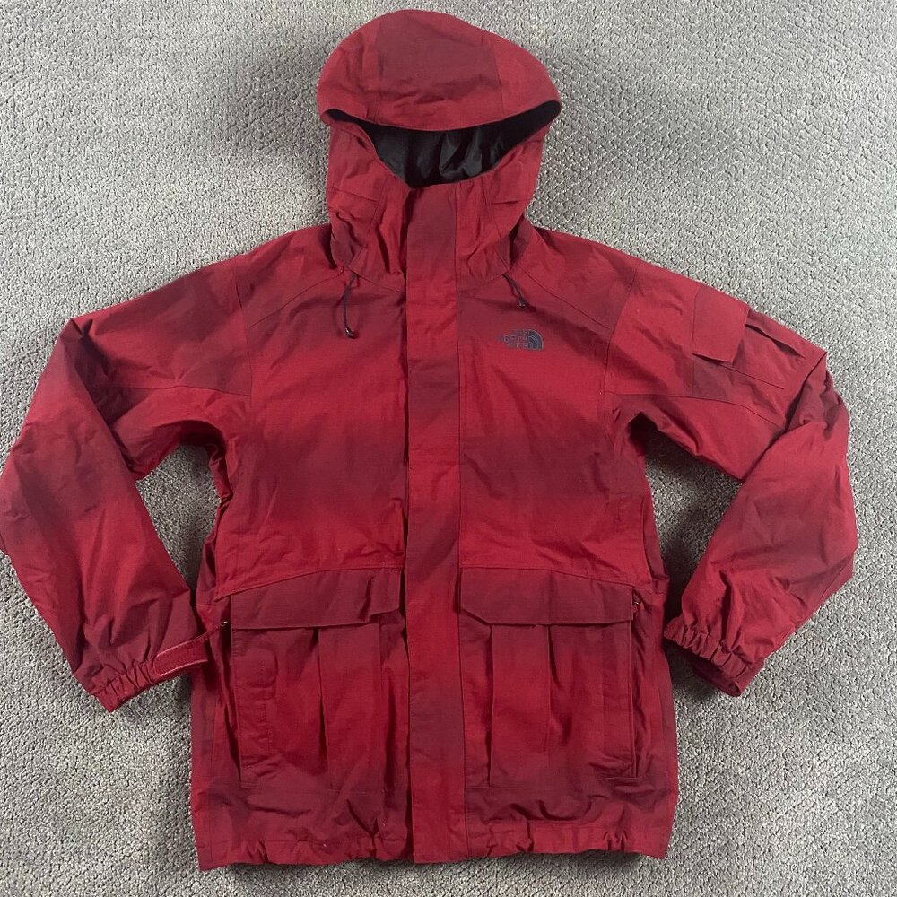 The North Face HyVent Jacket Men's Small Hooded Red Black